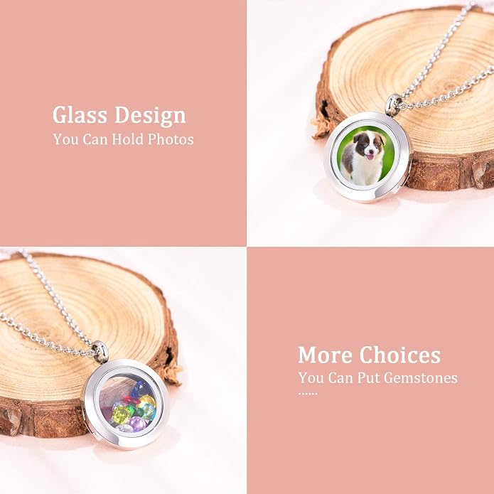 EVERLEAD Locket Necklace, DIY Floating Round Locket Pendant, Living Floating - Image 2