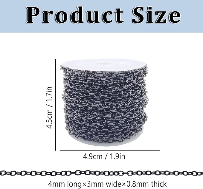60 Feet Metal Iron Necklace Chains 3mm Bulk Curb Link Chain - Image 2