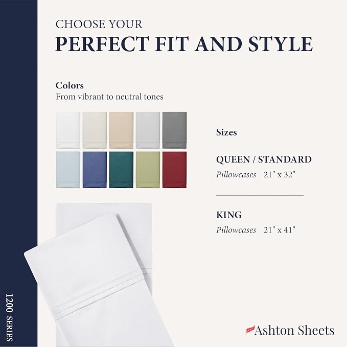 100% Egyptian Cotton Pillow Cases King Size Set of 2 - Image 7
