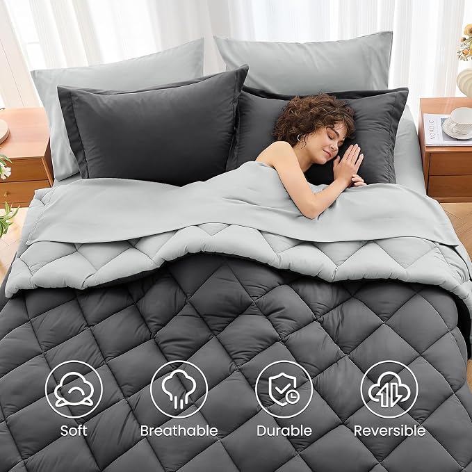 MUXHOMO 5 Pieces Twin XL Comforter Set, Reversible Bed in a Bag Twin XL Size - Image 6