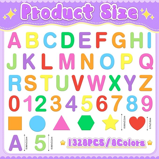 1328 PCS Foam Letter Stickers, Foam Alphabet Number Shape Stickers, Self - Image 2