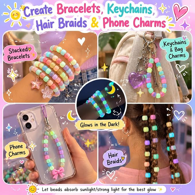 6 Boxes Bracelet Making Kit Pony Beads, 6x9mm Kandi Rave & Hair Beads Set - Image 5