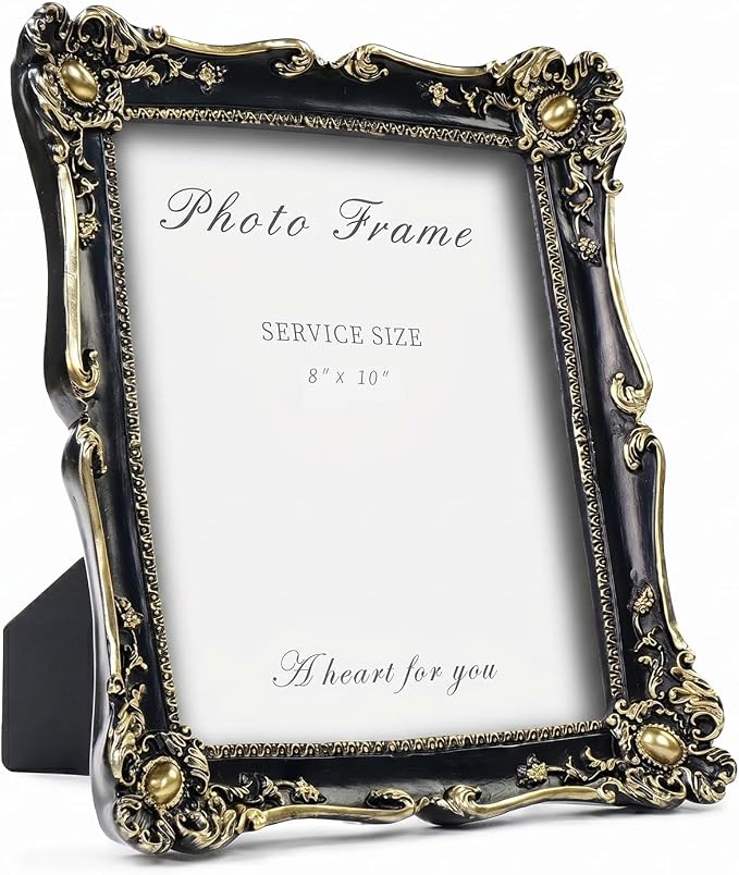 Cuspin 8x10 Picture Frame Black and Gold Frames, Vintage Ornate Resin Photo by Cuspin