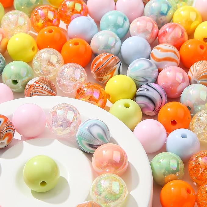 16mm Acrylic Beads 100pcs Yellow Green Ab Candy Color Beads Loose Spacer Bead - Image 6