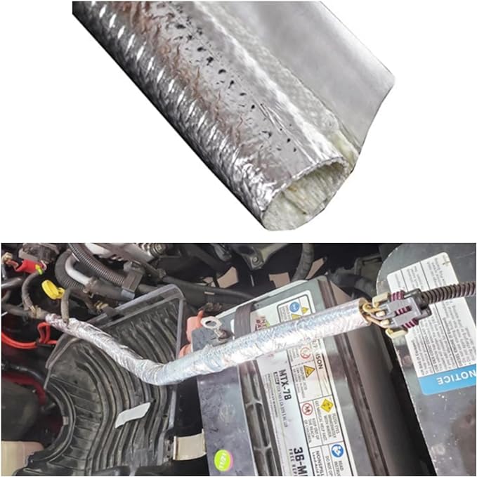 6mm - 1/4" Self Adhesive Aluminum Heat Reflective Fiberglass Sleeving Side by BSTFLEX
