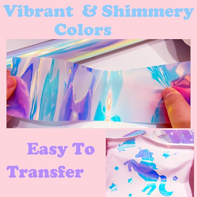 Holographic Heat Transfer Vinyl 10.5IN x 6FT Rainbow HTV Iron on Vinyl - Image 2