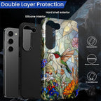 for Samsung Galaxy S23 Case, Hummingbird Wildflower Stained Glass Pattern - Image 3