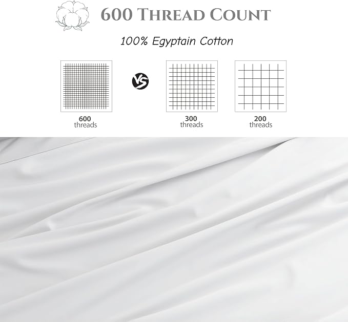 Cotton Flat Sheets Only, 600 TC 100% Cotton Flat Sheet Top Sheet Only, Twin - Image 3