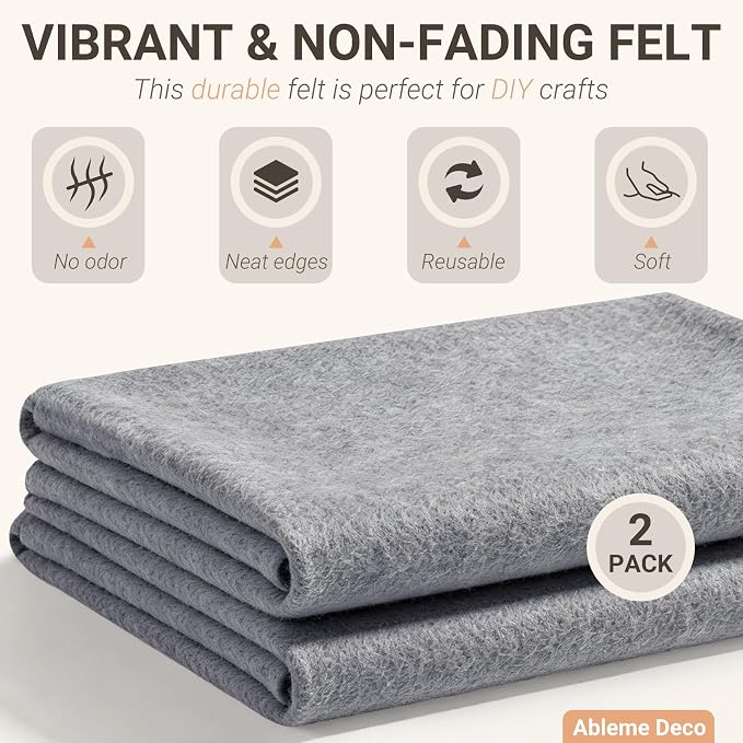 Felt Fabric Sheets 18" x 18" 1.6mm Soft Craft Felt, Heather Grey | Soft Precut - Image 3