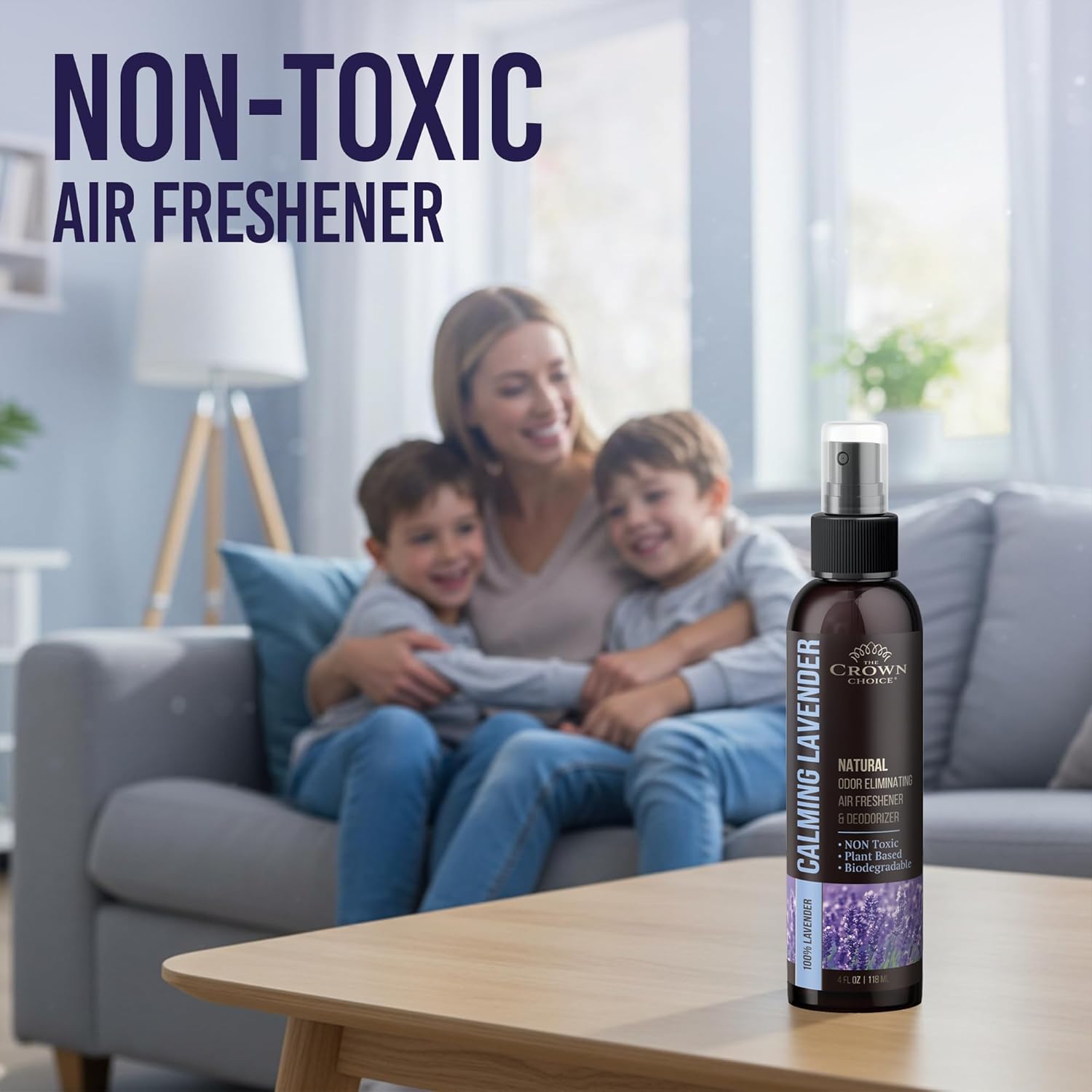 Non-Toxic Odor Eliminator,Natural Lavender Air Freshener Spray for Home,Linen Spray for Peacful Sleep, Closet & Couch Deodorizer,Long Lasting Bathroom & Toilet Freshener,Safe for Kids & Pets,1PK-4Oz
