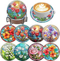 ijbnhd 8 PCS Flowers Diamond Art Coasters | Diamond Painting Coasters Kits by ijbnhd