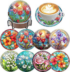 ijbnhd 8 PCS Flowers Diamond Art Coasters | Diamond Painting Coasters Kits by ijbnhd