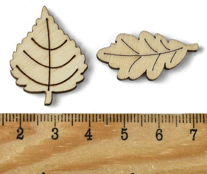 LiQunSweet 1000 Pcs Random Styles Leaf Unfinished Wood Cutout Tree Plant Leaves - Image 3