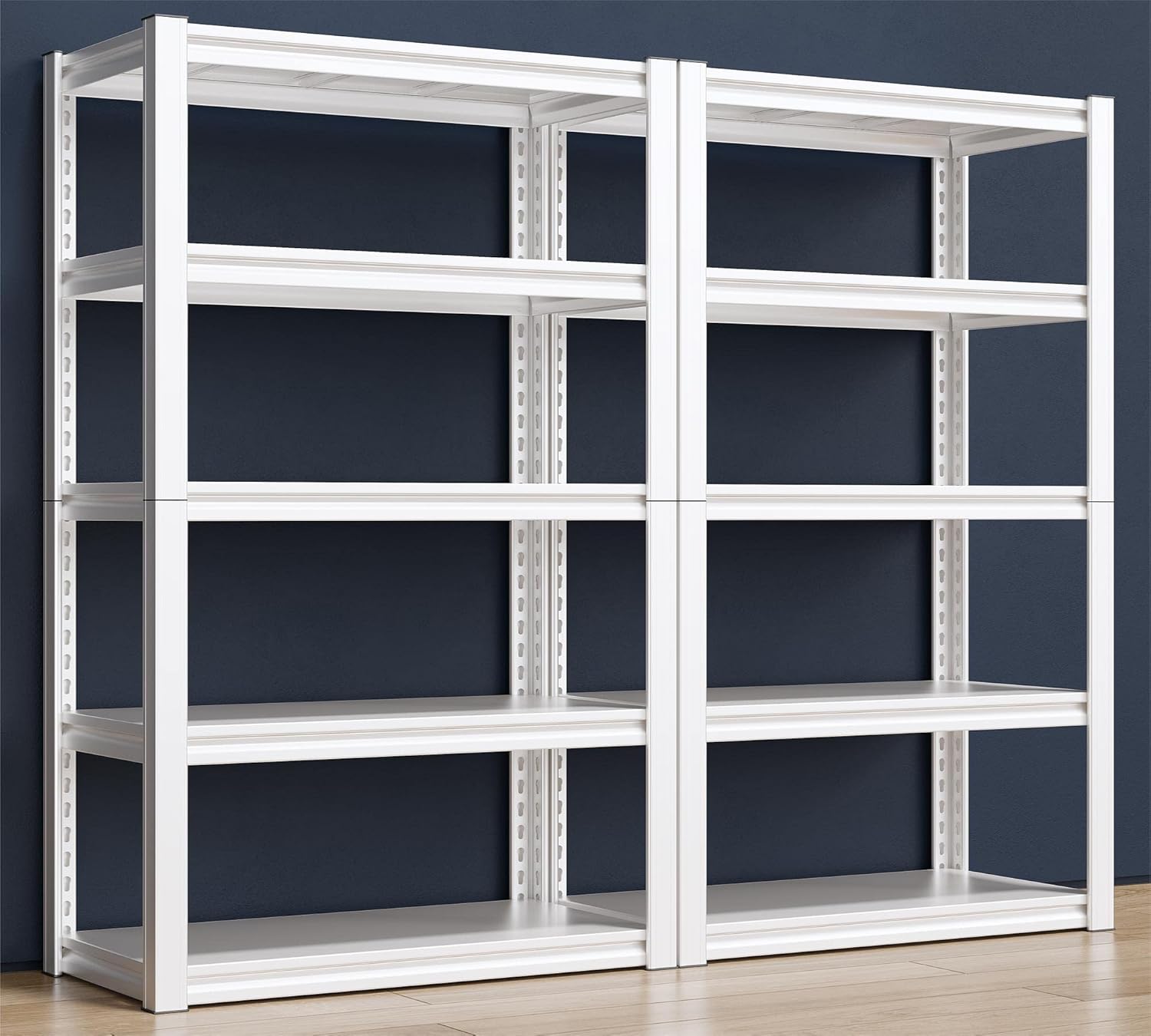 Raybee Garage Shelving Heavy Duty 2000LBS Storage Shelves Heavy Duty Shelving 5 Tier White Metal Shelves Pantry Shelf for Kitchen Closet Basement Warehouse 2 Pack