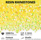 32000Pcs Yellow Rhinestones for Bedazzling, 6mm Flatback Gems Bedazzle Kit - Image 2