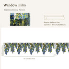Original Hand Drawn Wisteria Stained Glass Window Border Film, Transparent - Image 6