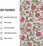 E-Tailor® Hand-Block Printed Pre-Cut Cotton Fabric Ideal - Image 3