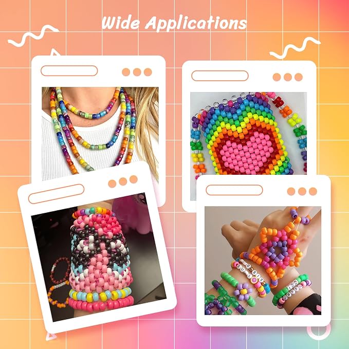 Pony Beads 1000+pcs Plastic 9mm Rave Kandi Spacer Bead - Image 5