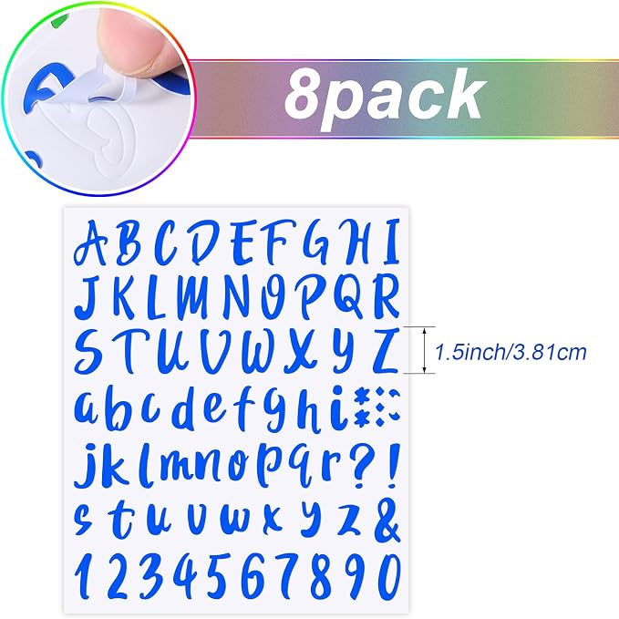 Outus 576 Pcs 8 Sheets Letters Stickers Vinyl Alphabet Number Decals Back to - Image 2