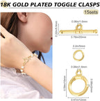 Beebeecraft 15 Sets 18K Gold Plated Toggle Jewelry Clasps Connectors Round Ring - Image 2