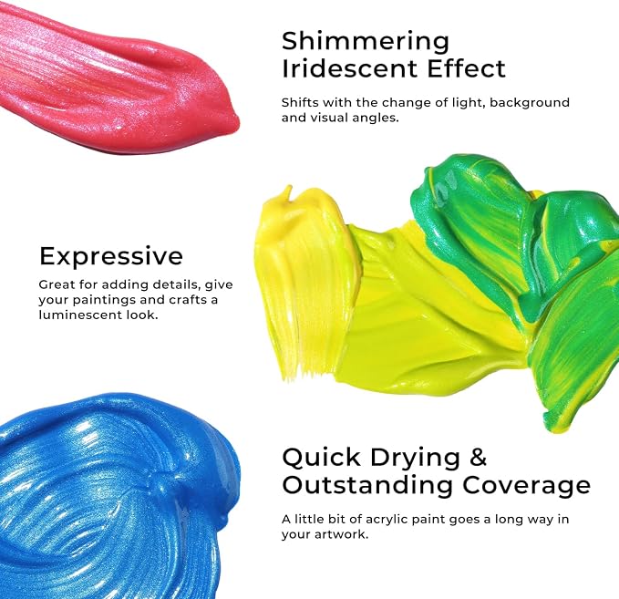Artme Iridescent Acrylic Paint Set, 20 Chameleon Colors in 2 oz/60ml Bottles - Image 4