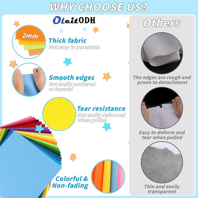 45 PCS Craft Felt Sheets 4 x 4 Inch 2mm Felt Fabric Assorted Colors | Nonwoven - Image 4