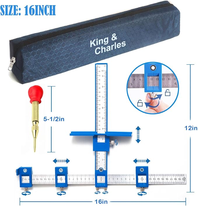 King&Charles Cabinet Hardware Jig & Automatic Center Punch Set. | Avoid Jitter - Image 2