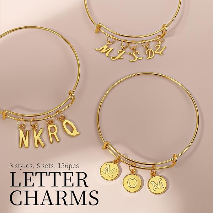 LEOBRO Letter Charms, Bracelet Necklace Charm & Jump Rings, Jewelry Making - Image 2