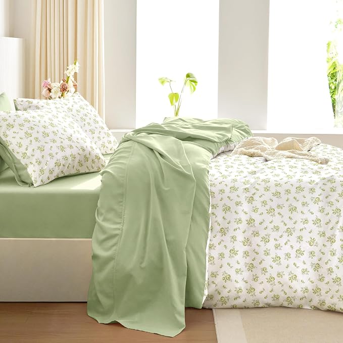 Wake In Cloud - Coquette Duvet Cover Set, Floral Cottagecore Flower Shabby Chic - Image 3