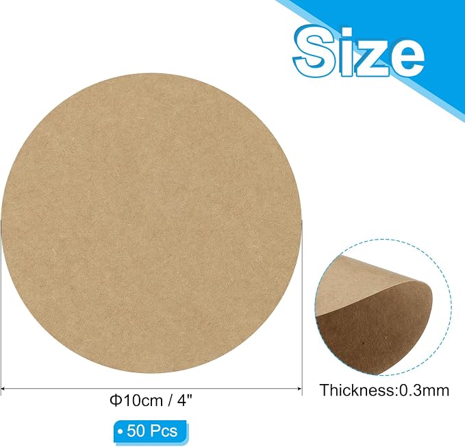 PATIKIL 4inch Circle Card Stock, Kraft Color - Image 2