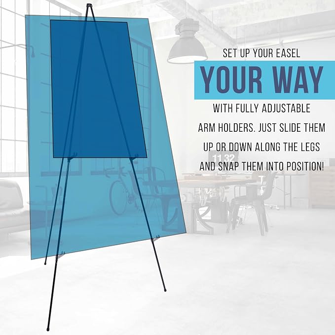 U.S. Art Supply 63" High Metal Folding Display Easel - Image 5