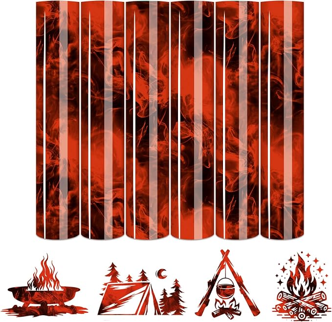 Tintnut Red Black Flame Heat Transfer Vinyl, stretch washable, suitable by Tintnut
