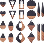 FASHEWELRY 20Pcs Resin Wooden Pendants 10 Styles Rectangle Teardrop Rhombus by FASHEWELRY