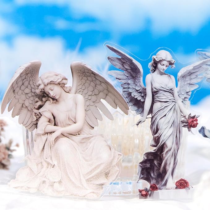 90Pcs Large Vintage Cherubs Angels Fairy Sculpture Art Scrapbook Sticker - Image 3