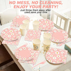 50 Guests Daisy Plates and Napkins Party Supplies Groovy Floral Party - Image 7