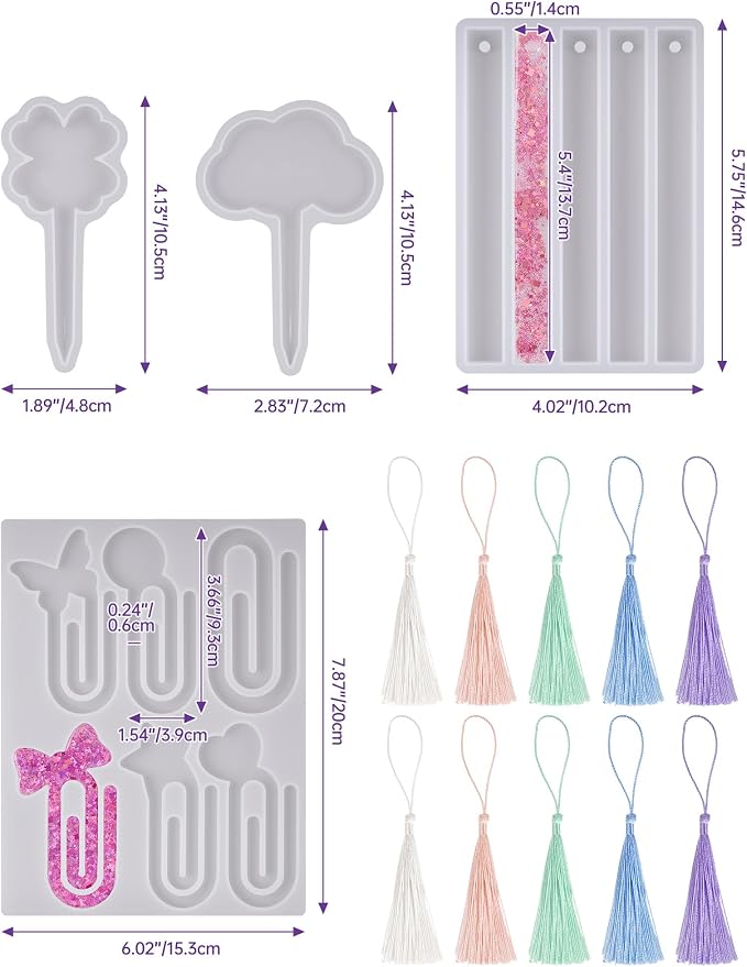 NiArt All-in-One Resin Bookmark Molds Kit 4 Silicone Molds - Image 4