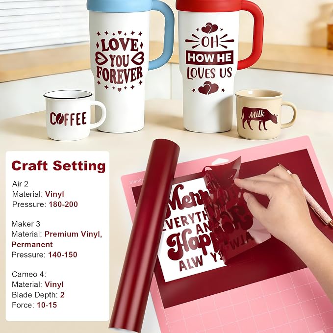 Gatichetta Maroon Vinyl Burgundy Self Adhesive Vinyl Craft Permanent Vinyl Roll - Image 6