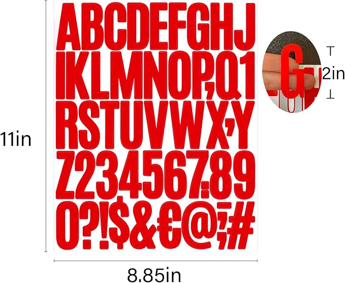 Letter Stickers, Mailbox Numbers, 2 Inch Waterproof Vinyl Alphabet | 2 Inch Red - Image 3