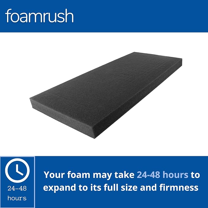 FoamRush 1"x 36" x 36" Charcoal Square Foam Cushion Replacement, Upholstery Foam - Image 2