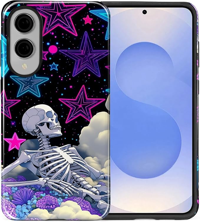for Samsung Galaxy S25 Edge Case, Skull Star Collage Pattern Glossy 2 in 1 - Image 2