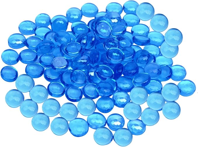 5 lb Light Blue Glass Beads for Vases, Glass Pebbles, Light Blue Flat Glass by Unknown