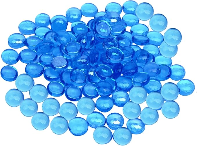 10 lb Light Blue Glass Beads for Vases, Glass Pebbles, Light Blue Flat Glass by Unknown