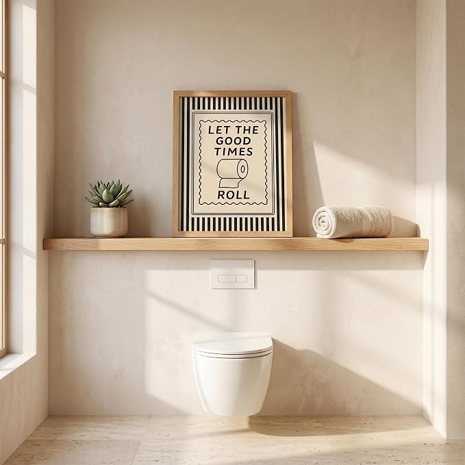 Funny Bathroom Decor Framed Canvas Wall Art, Let The Good Times Roll Toilet - Image 7