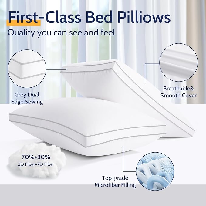 ROUMEA Pillows Standard Size Set of 2, Bed Pillows - Image 4