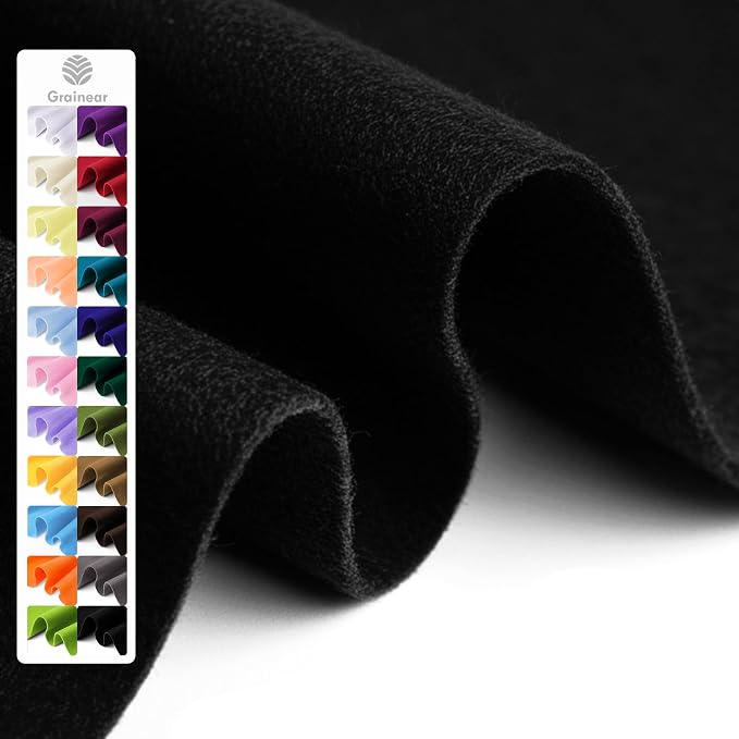 Black Soft Felt Fabric Sheet, 1.6mm Thick by Grainear