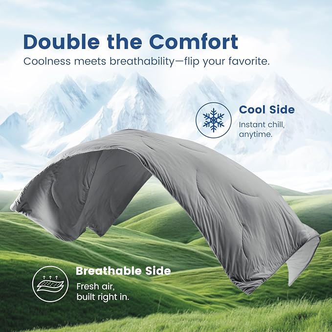 Cozy Bliss Cooling Comforter King Size, Reversible Lightweight Cooling Blankets - Image 9