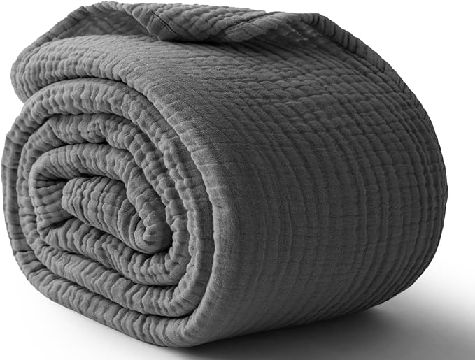 100% Cotton Muslin Blanket Queen 90" x 90", Breathable and Lightweight Cotton by Kozyhvn