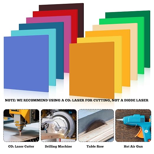 12 Pcs Acrylic Sheets 8 x 8 Inch Colored Cast Acrylic Panels, Opaque Plastic - Image 6