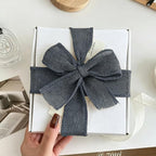 Navy Blue Burlap Ribbon 1-1/2 in X 10 Yard Dark Blue Wired Ribbon | Natural - Image 4
