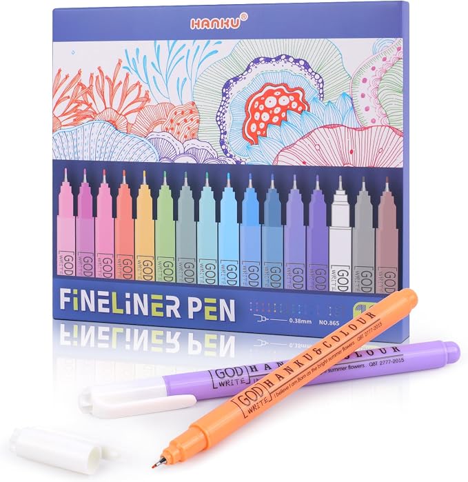 HANKU 0.38mm Fine Point Pen, 16 Colored Fineliner Bible Pens No Bleed Through - Image 7